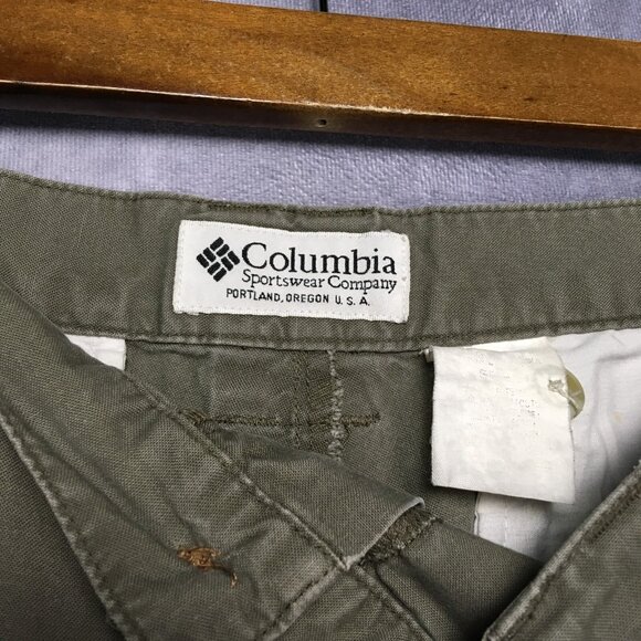 Columbia Mens Cargo Shorts size 34‎ Green Pleated Cotton Trail Summer - Picture 4 of 13